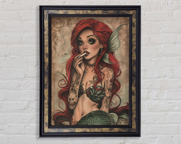 Smoking Little Mermaid Framed Print