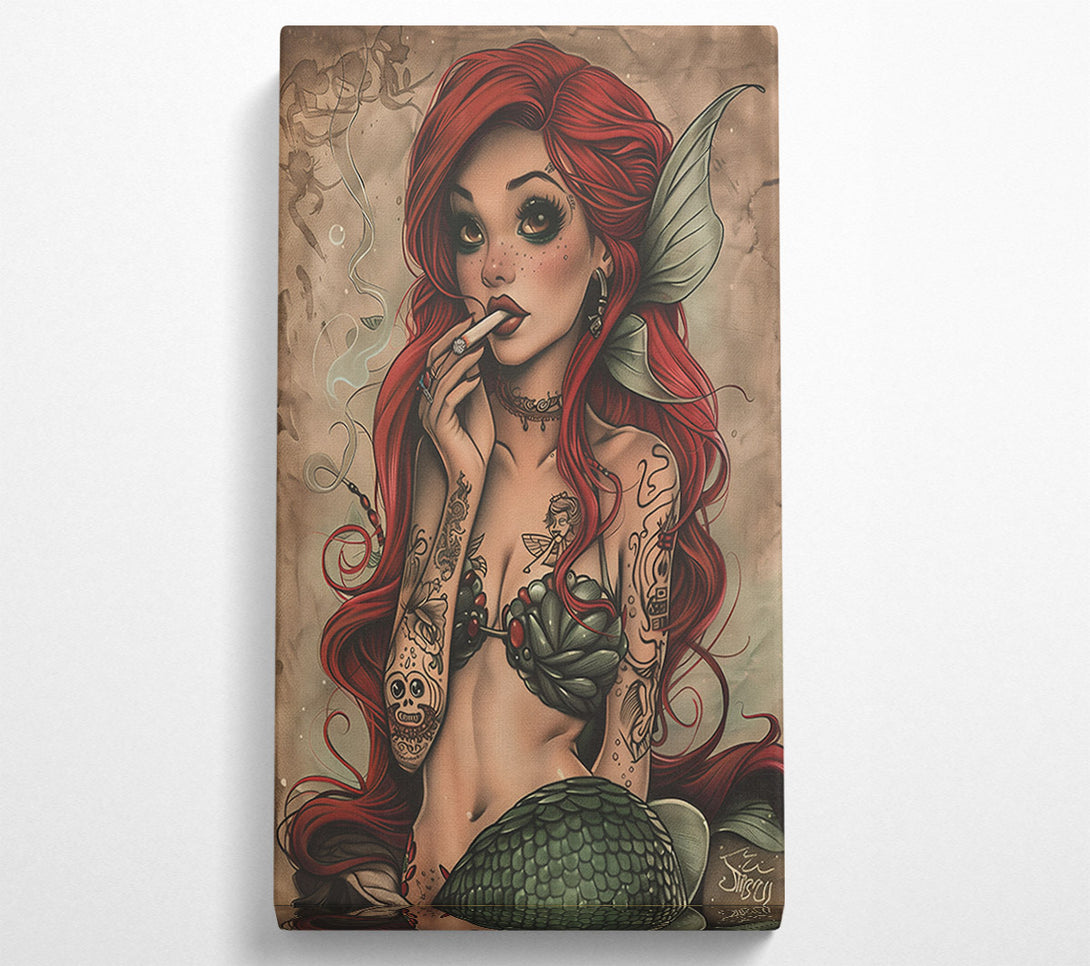  A Canvas Print of Smoking Little Mermaid Canvas Print