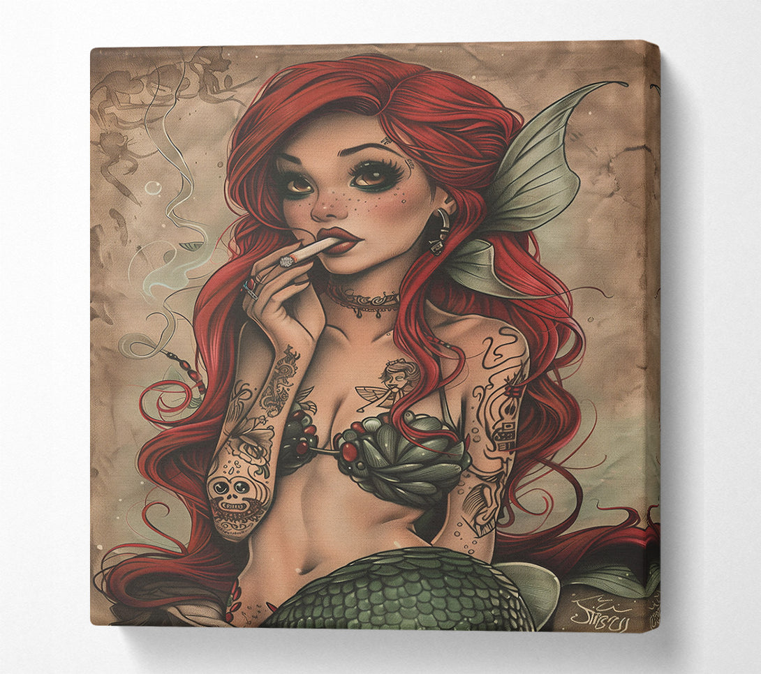  A Canvas Print of Smoking Little Mermaid Canvas Print