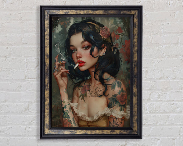 Smoking Sleeping Beauty Framed Print