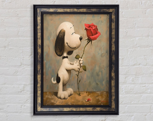 Snoopy Rose Framed Print