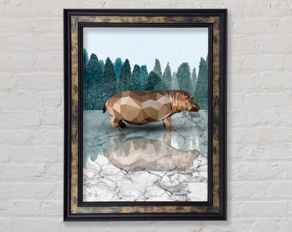 Snowy Hippo Framed Print