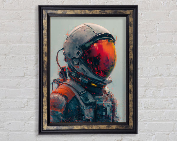 Spaceman Lines Art Framed Print
