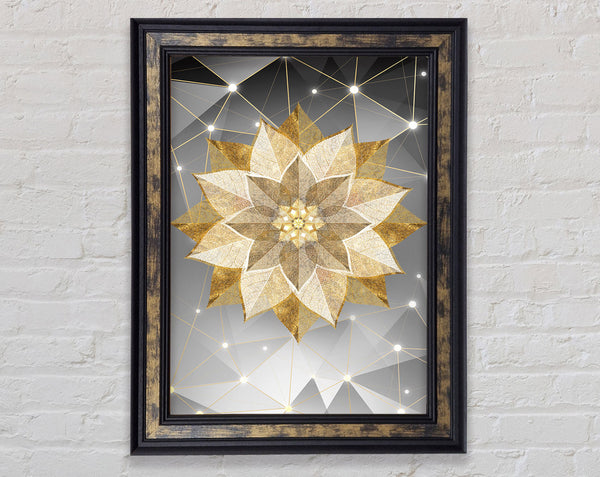 Sparkly Gold Flower Framed Print