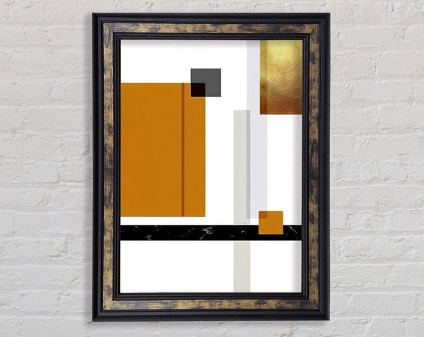 Squares Of Abstract Brown And Gold Framed Print