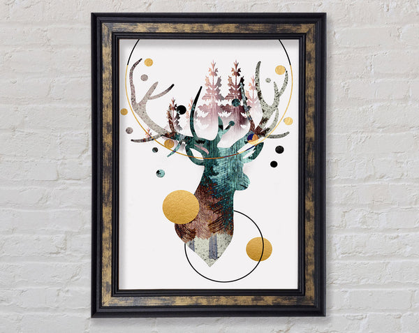 Stag And Spheres Framed Print