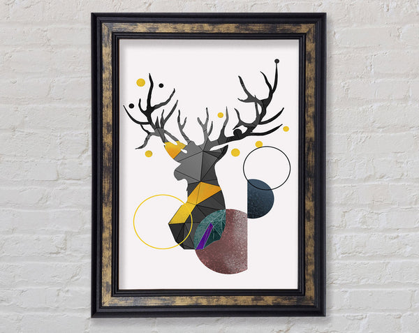 Stag Head With Circles Framed Print