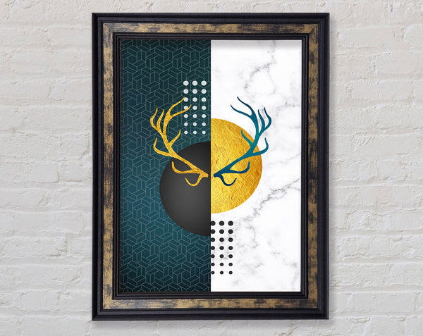 Stag Horns Circular Framed Print