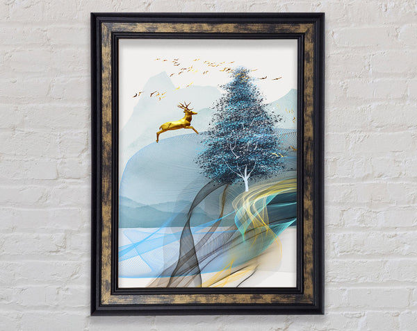 Stag Jumping Framed Print