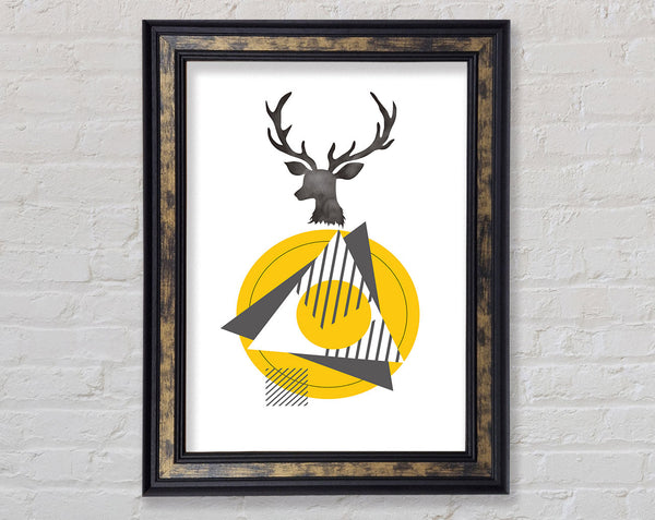 Stagg Head Circle Yellow Framed Print