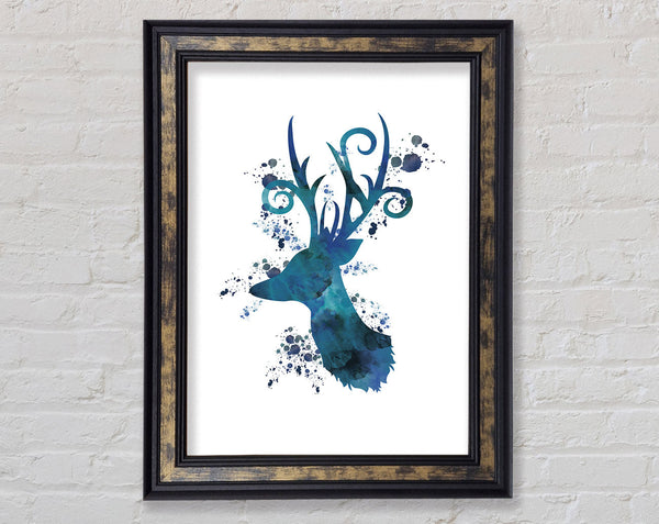 Stagg Horns Blue Framed Print