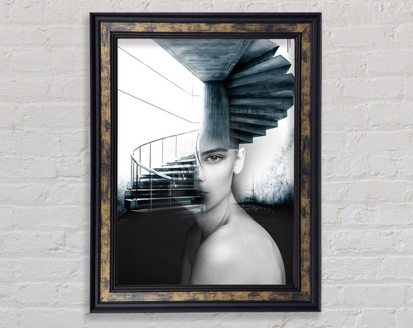 Stair Case Woman Framed Print