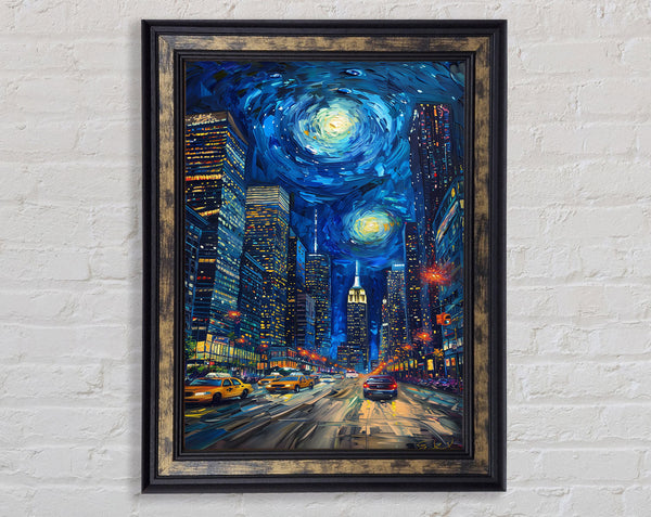 Starry Night City Framed Print