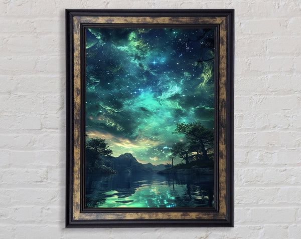Stars In The Turquoise Sky Framed Print