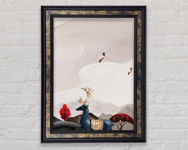 Stork Blue Stagg Framed Print