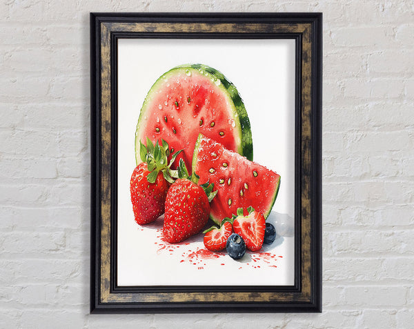 Strawberries And Watermelon Framed Print