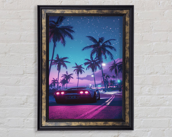 Street Racer Night Glow Framed Print
