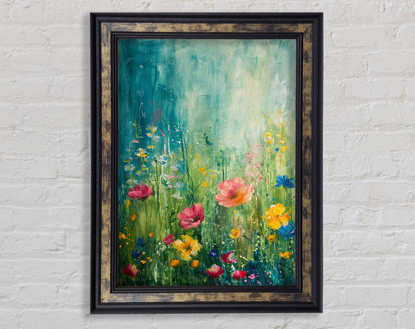 Summer Oil Painting Flowers Framed Print