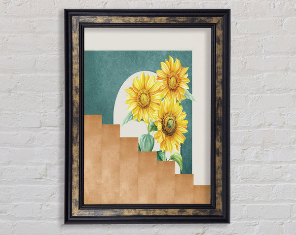 Sun Flower Stairs Framed Print
