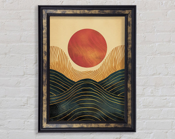 Sun Line Waves Framed Print