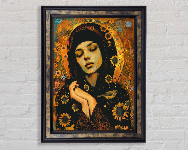 Sunflower Woman Framed Print