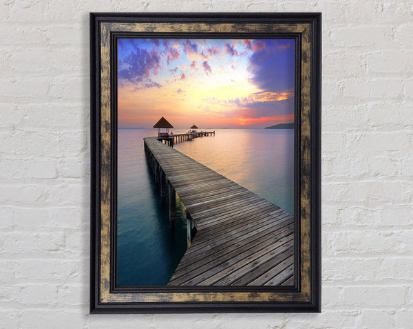 Sunset Boardwalk Framed Print