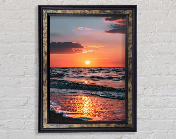 Sunset Gentle Waves Framed Print