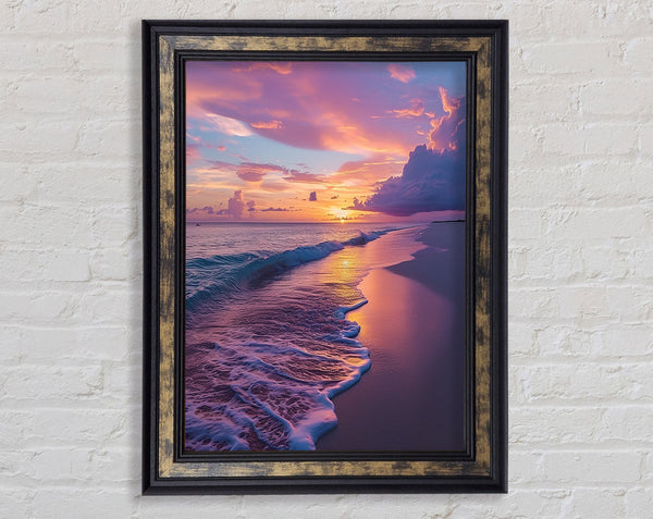 Sunset Hue Beach Framed Print