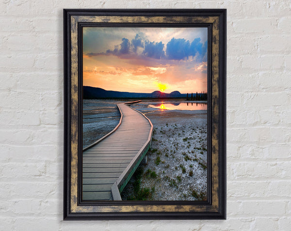 Sunset Over Mountains Framed Print