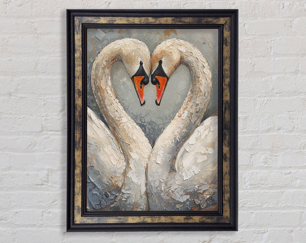 Swan Love Heart (1) Framed Print