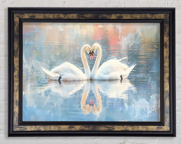Swan Love Lake Framed Print