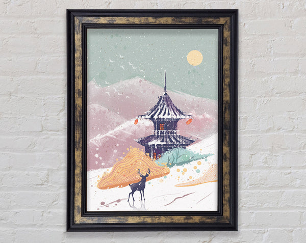 Temple In The Snow Framed Print