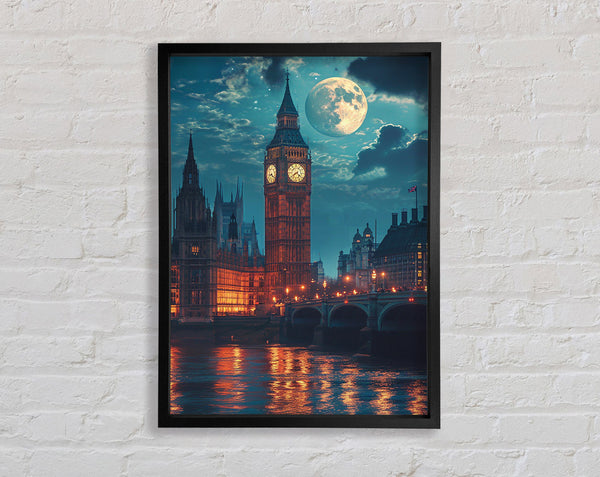 The Moon Above London Framed Print