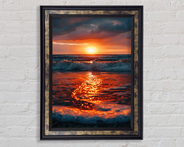 The Sunset Ocean Crash Framed Print