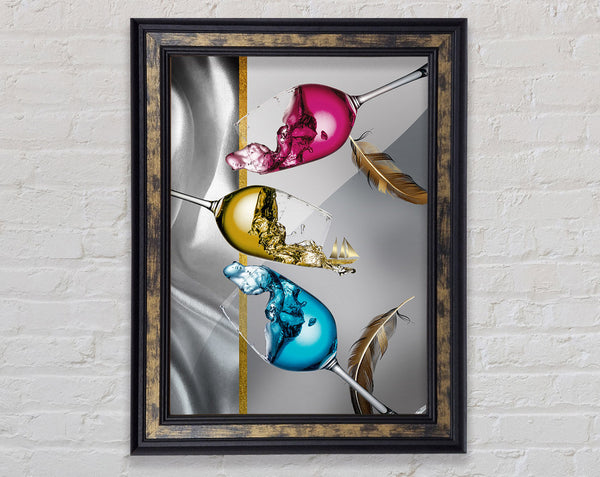 Three Vibrant Wine Glasses Framed Print