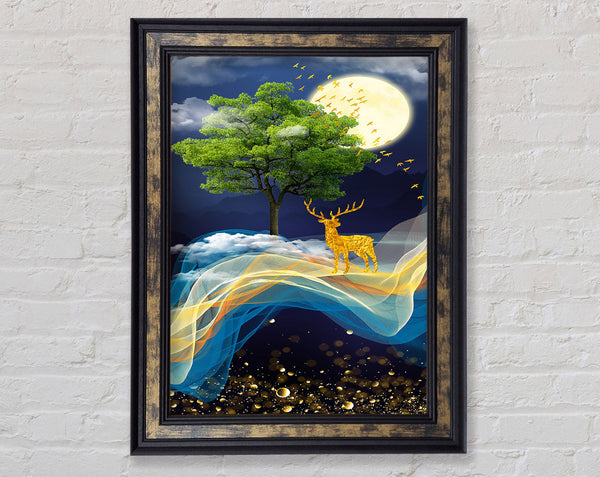 Tree In Night Sky Framed Print