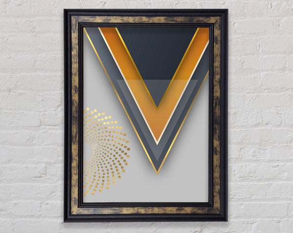 Triangle Shapes With Gold Framed Print