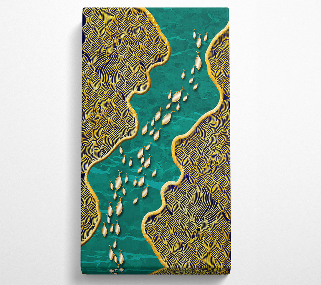  A Canvas Print of Turquoise And Gold Fish Canvas Wall Art