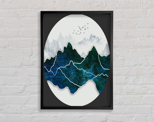 Turquoise Mountain With Birds Framed Print