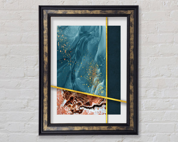Turquoise Rectangle Abstract Framed Print