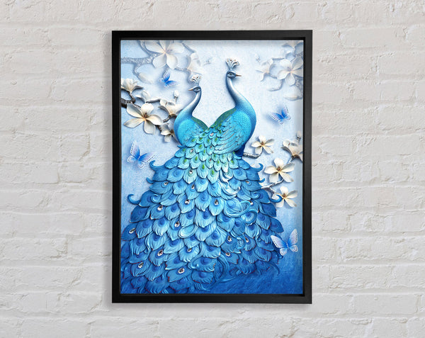 Two Blue Peacock Framed Print