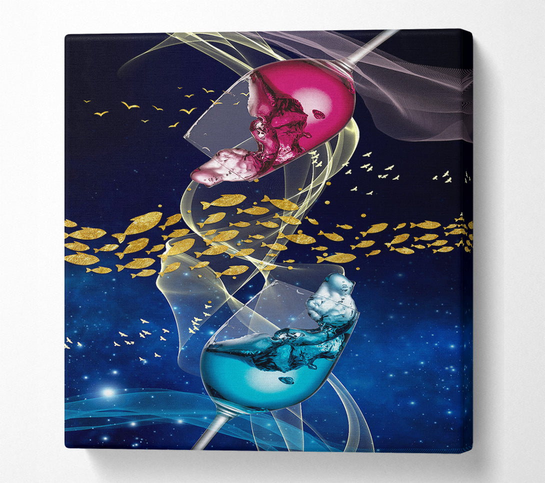  A Canvas Print of Two Vibrant Wine Glasses Canvas Wall Art