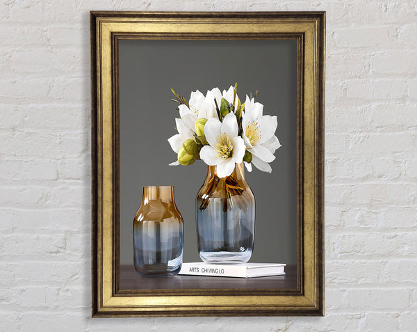 Vase On White Book Framed Print