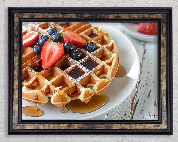 Waffles And Syrup Framed Print