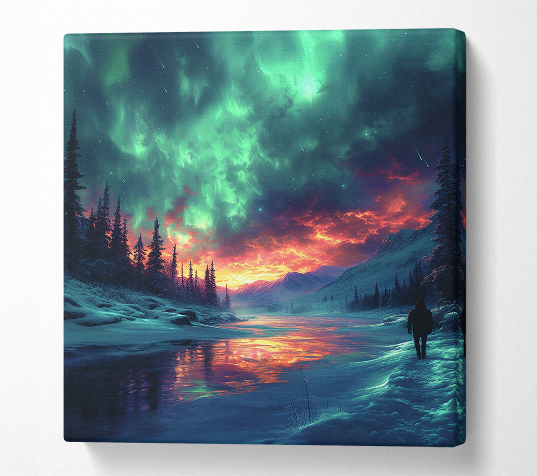  A Canvas Print of Walking Northern Lights Canvas Wall Art
