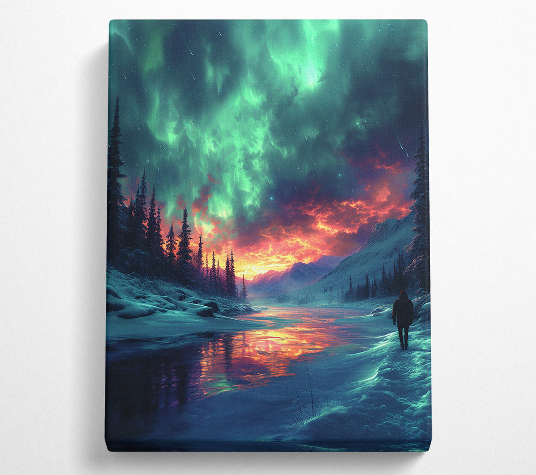  A Canvas Print of Walking Northern Lights Canvas Wall Art