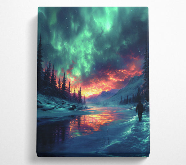  A Canvas Print of Walking Northern Lights Canvas Wall Art