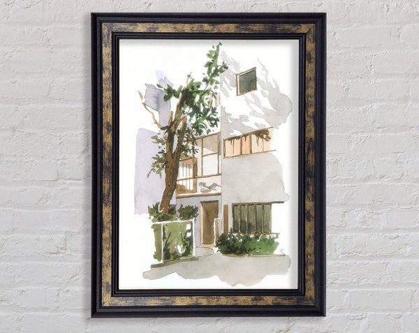 Watercolour Apartments Framed Print