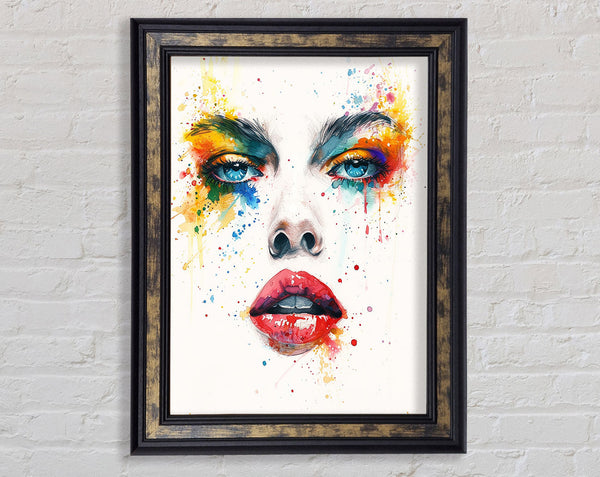 Watercolour Eyes Nose And Lips Framed Print