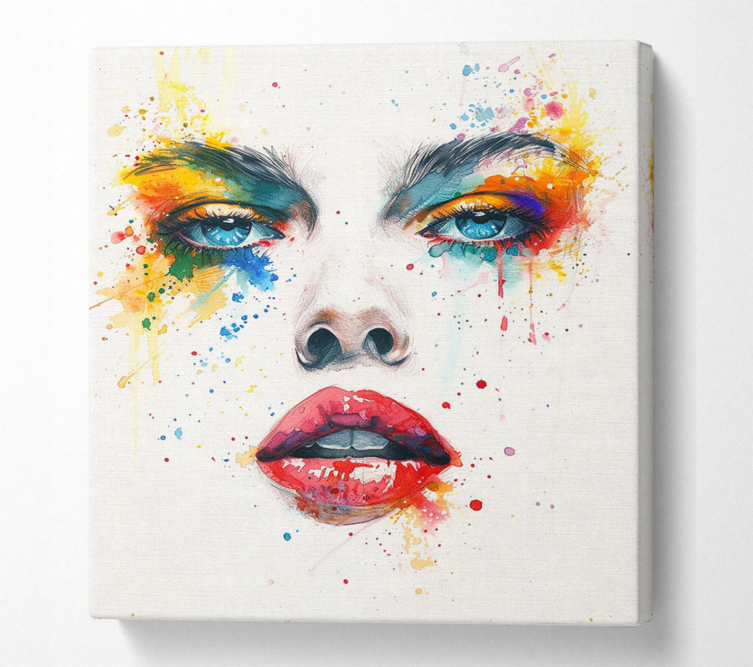  A Canvas Print of Watercolour Eyes Nose And Lips Canvas Print